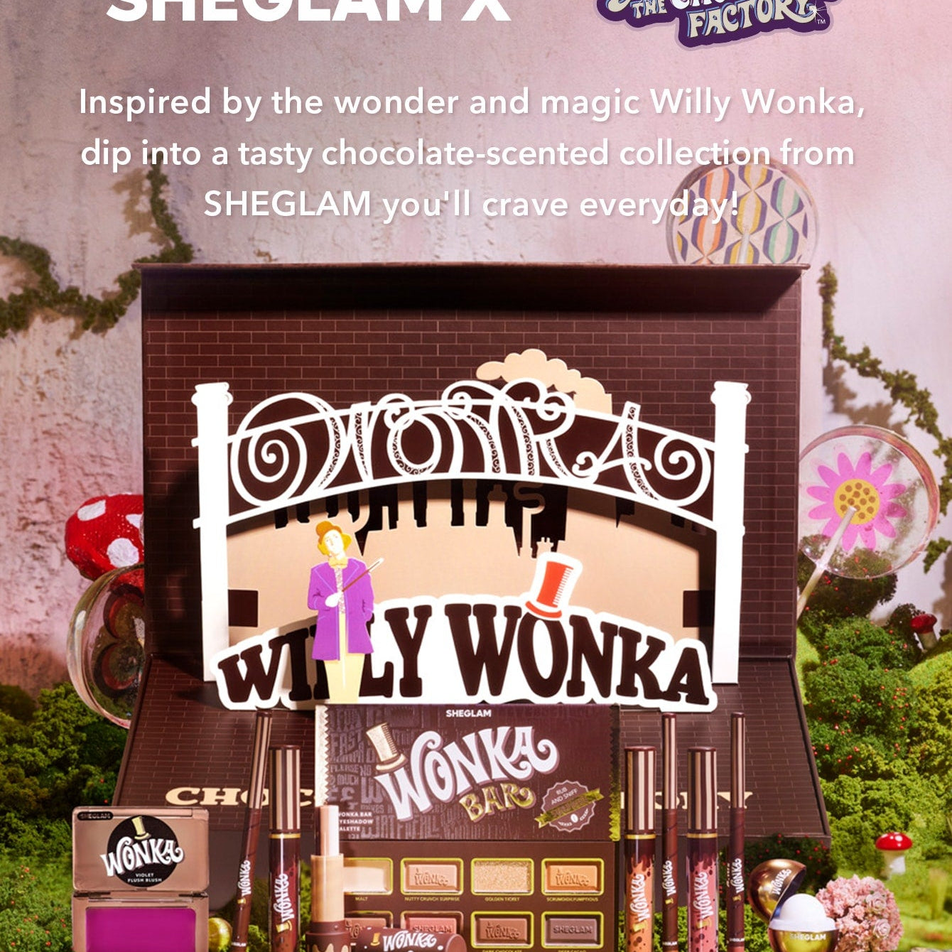 SHEGLAM Willy Wonka X Full Collection Makeup Set Chocolate-Inspired
