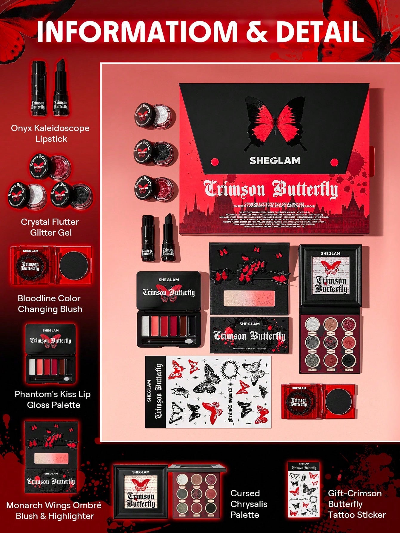 SHEGLAM Crimson Butterfly Full Collection Makeup Set