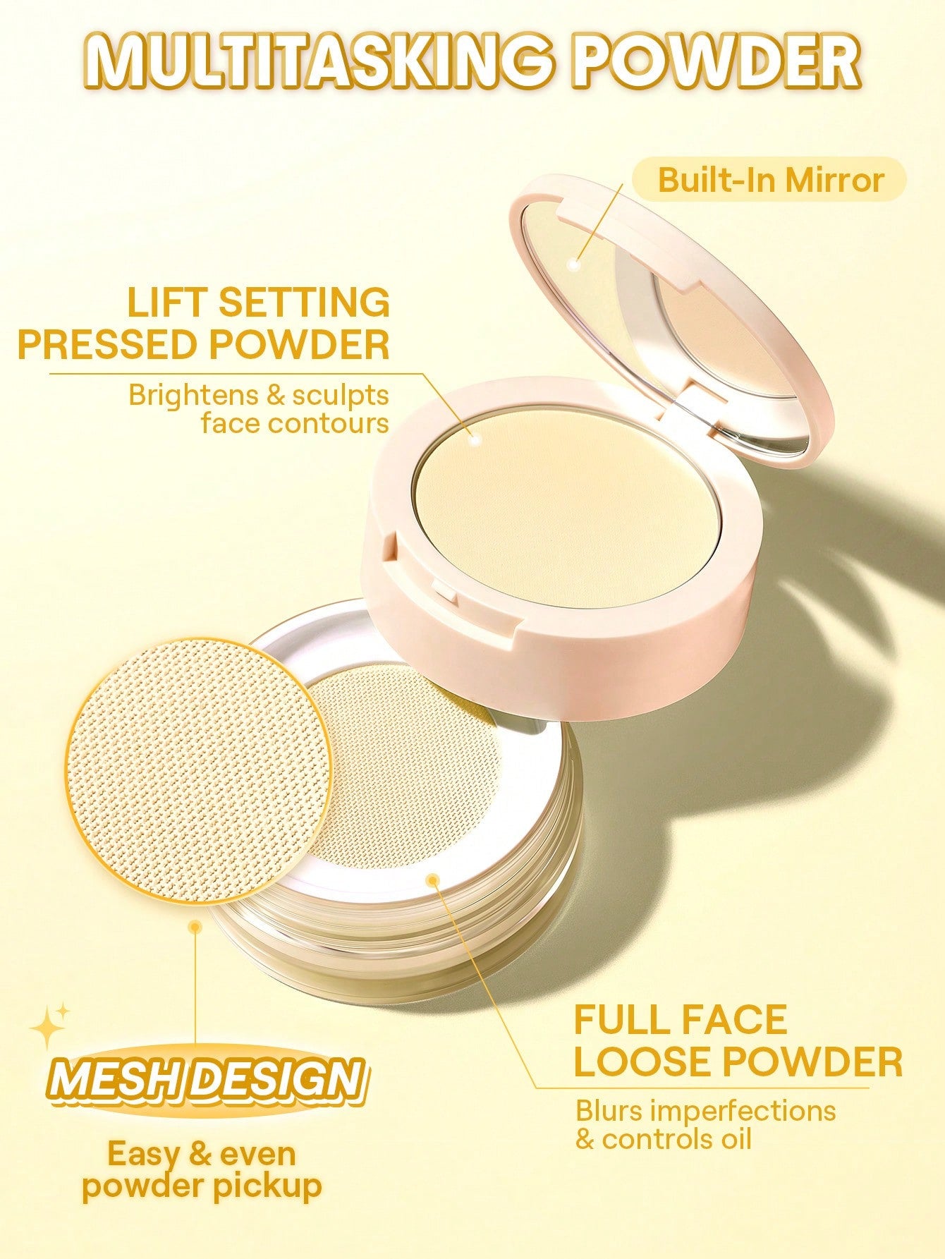 SHEGLAM Insta-Ready Ultra-Fine Blur & Lift Setting Powder Duo Banana