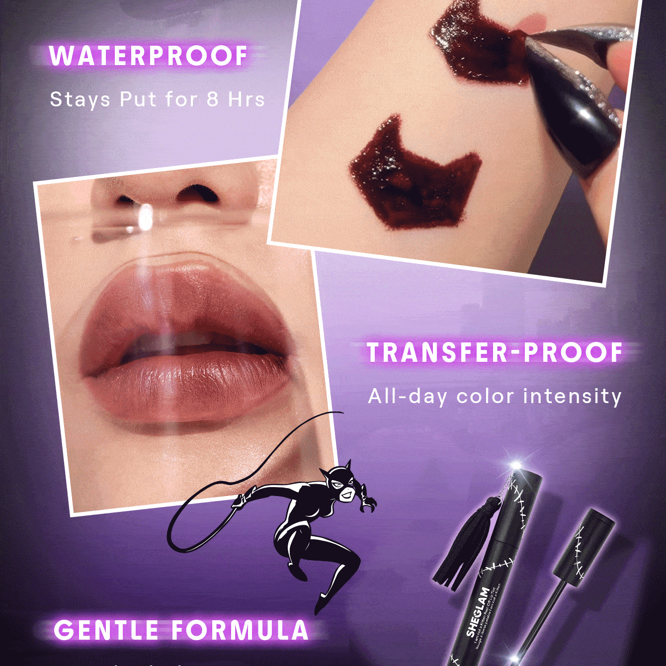 SHEGLAM Catwoman Peel-Off Lip Tint High Stakes Transfer-Proof Precision
