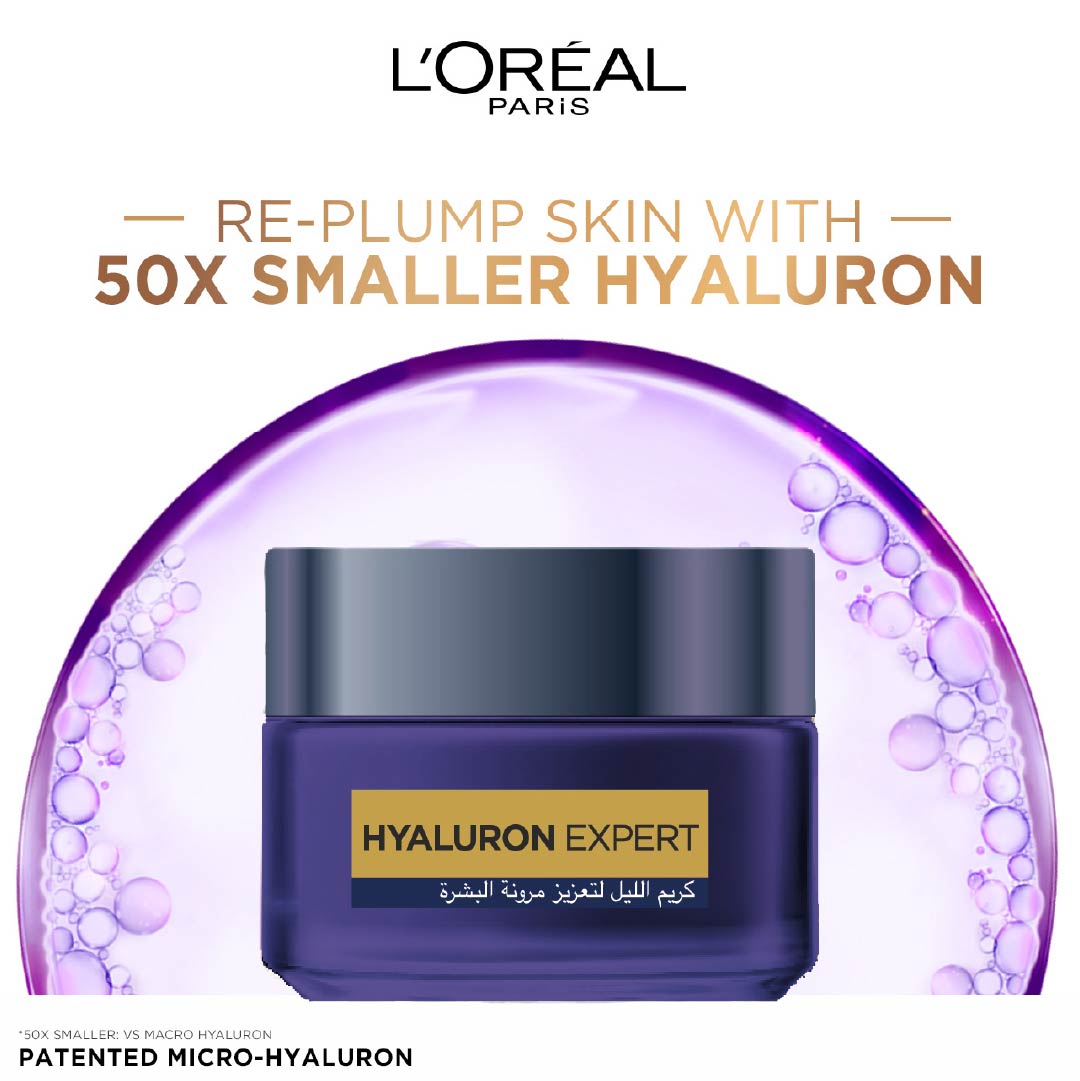 L'Oréal Paris Hyaluron Expert Moisturiser and Plumping Anti-Aging Night Cream with Hyaluronic Acid