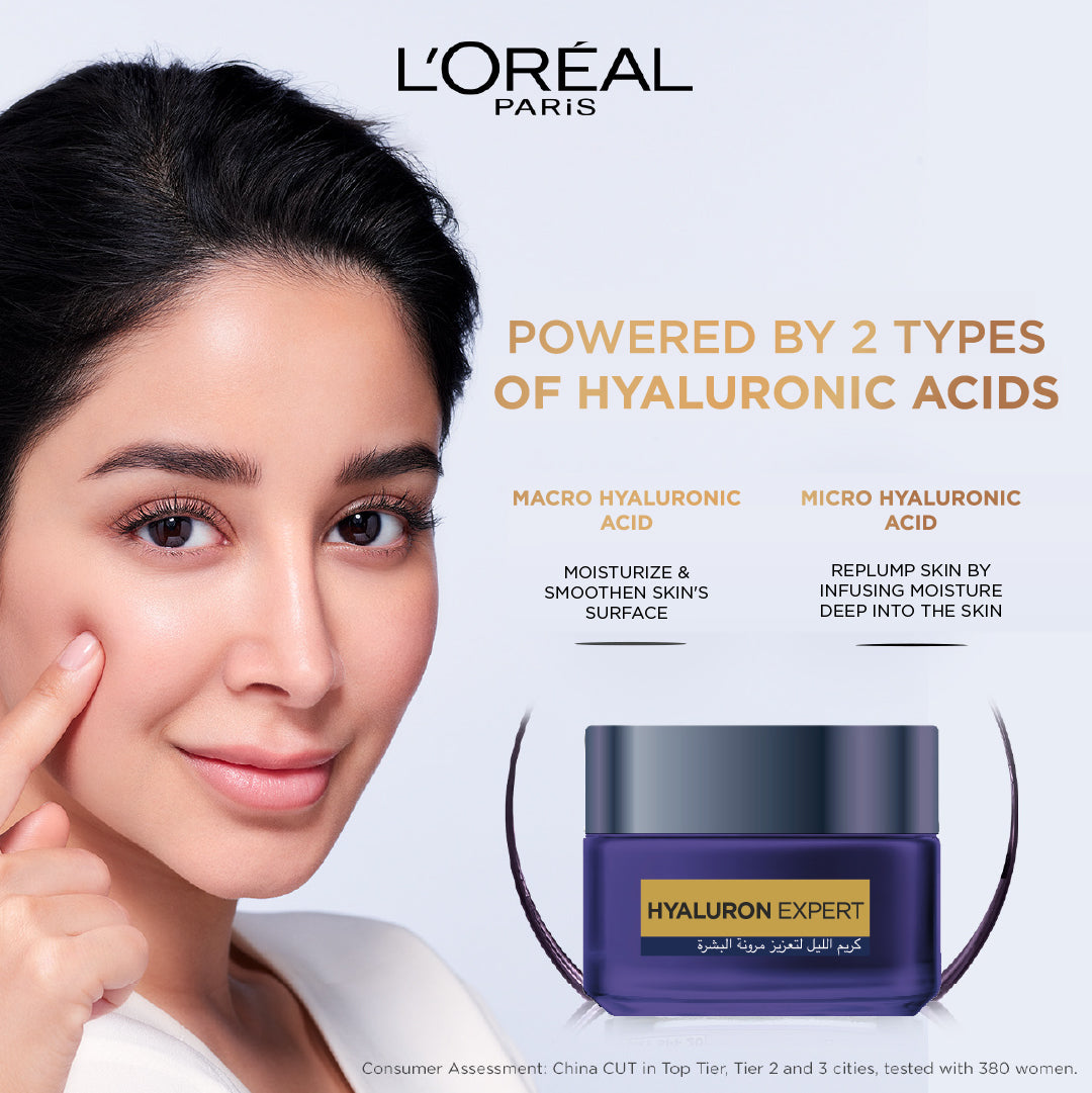 L'Oréal Paris Hyaluron Expert Moisturiser and Plumping Anti-Aging Night Cream with Hyaluronic Acid