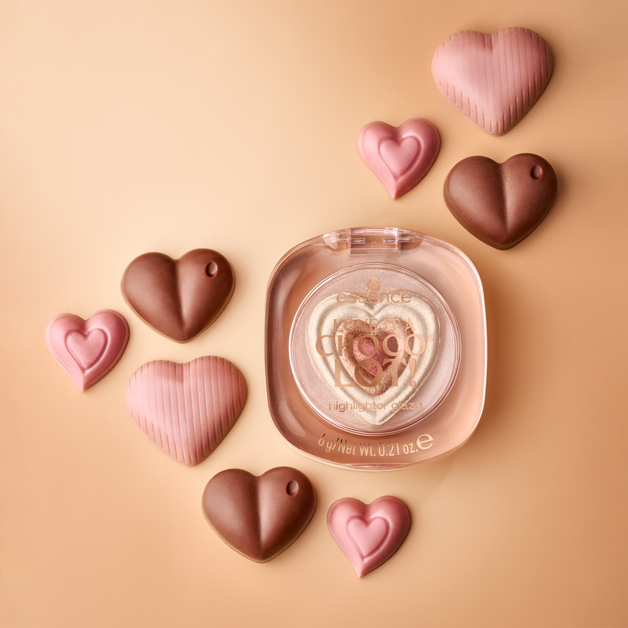 essence Heart-Shaped Highlighter Glaze – Cream-to-Powder Triple-Shade Radiant Glow