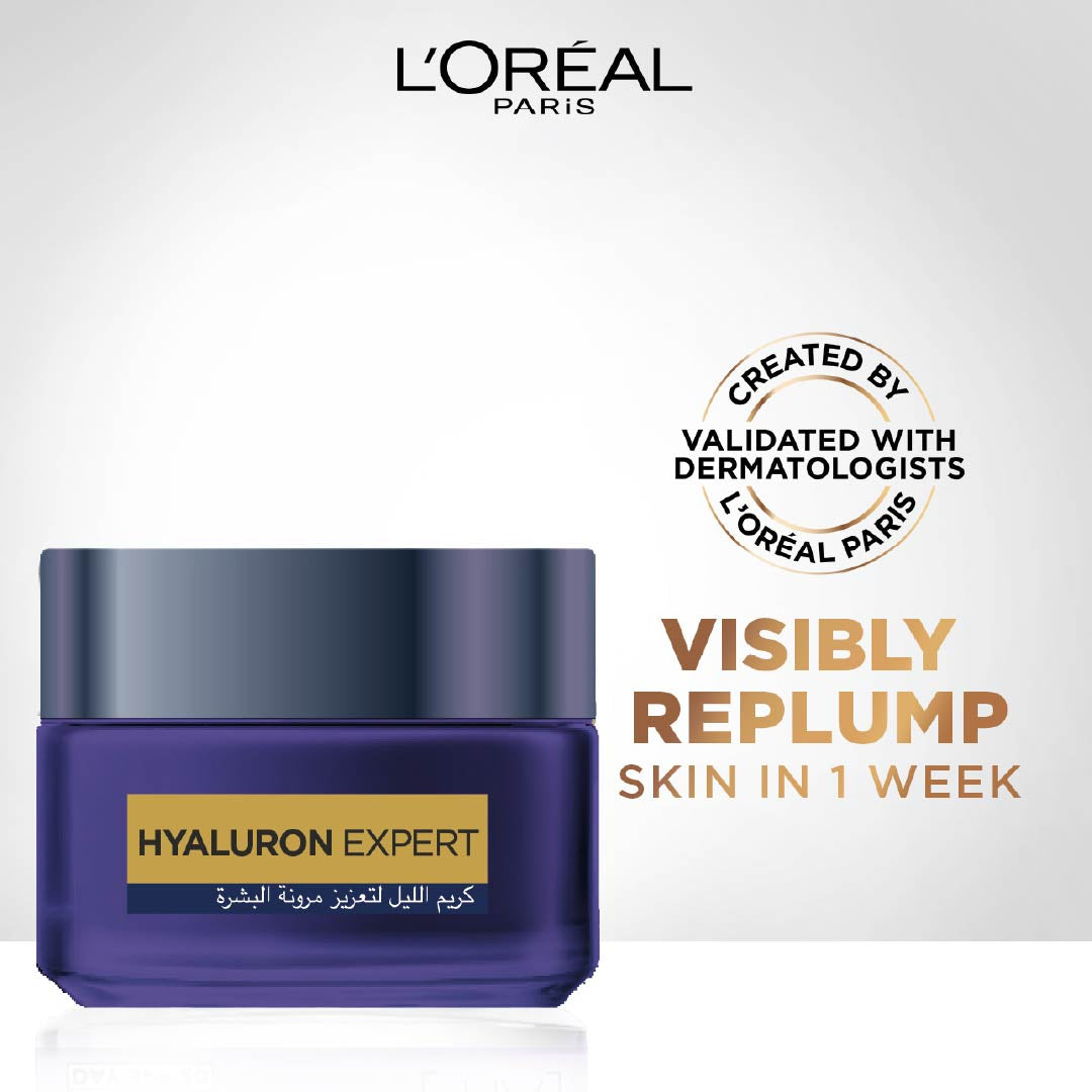 L'Oréal Paris Hyaluron Expert Moisturiser and Plumping Anti-Aging Night Cream with Hyaluronic Acid