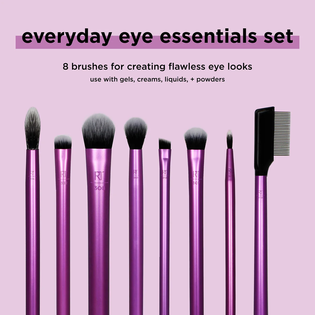 Real Techniques Everyday Eye Essentials Brush Set by Fattal Beauty - Precision Eye Makeup Tools