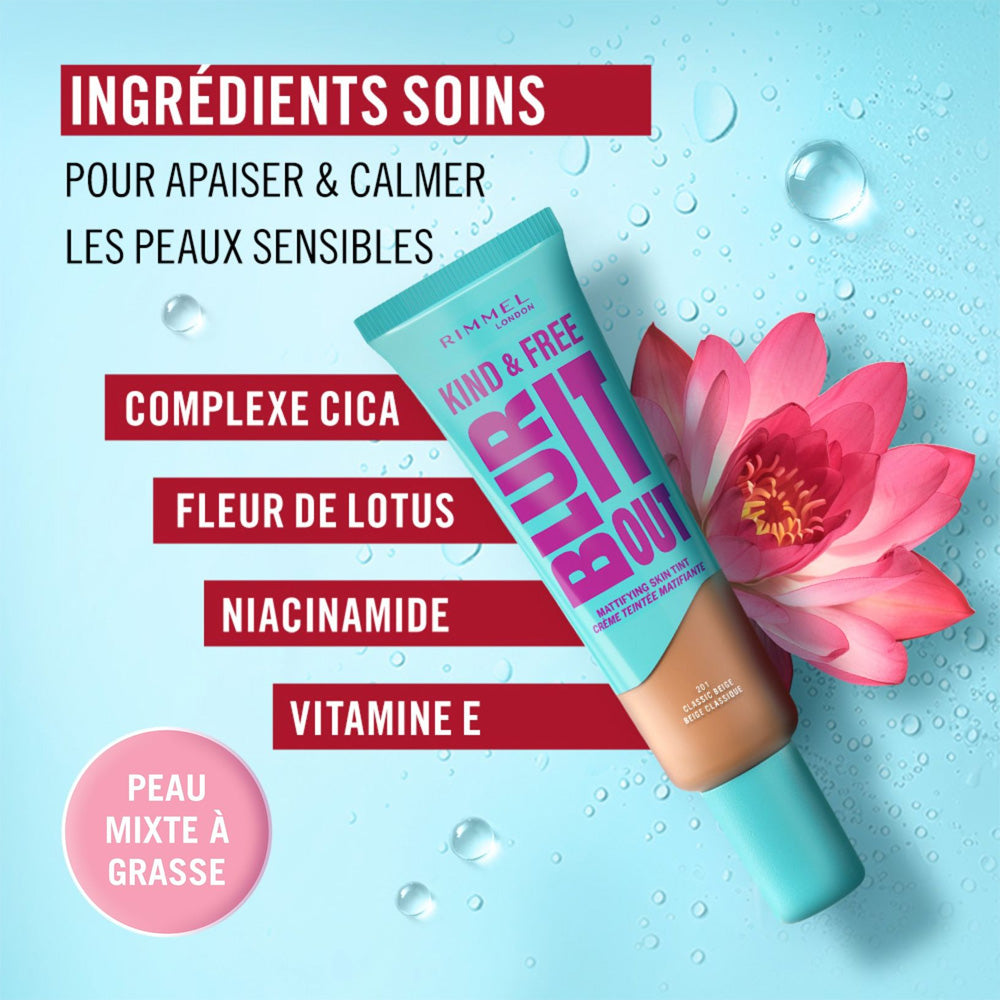 RIMMEL K&F Blur It Out SPF20 Mattifying Skin Tint Foundation