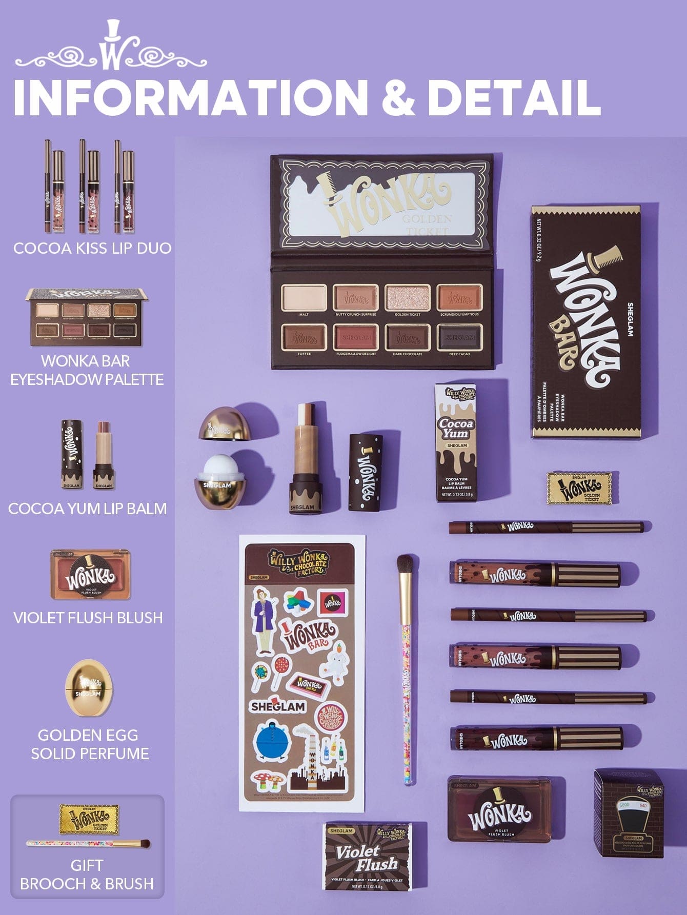 SHEGLAM Willy Wonka X Full Collection Makeup Set Chocolate-Inspired