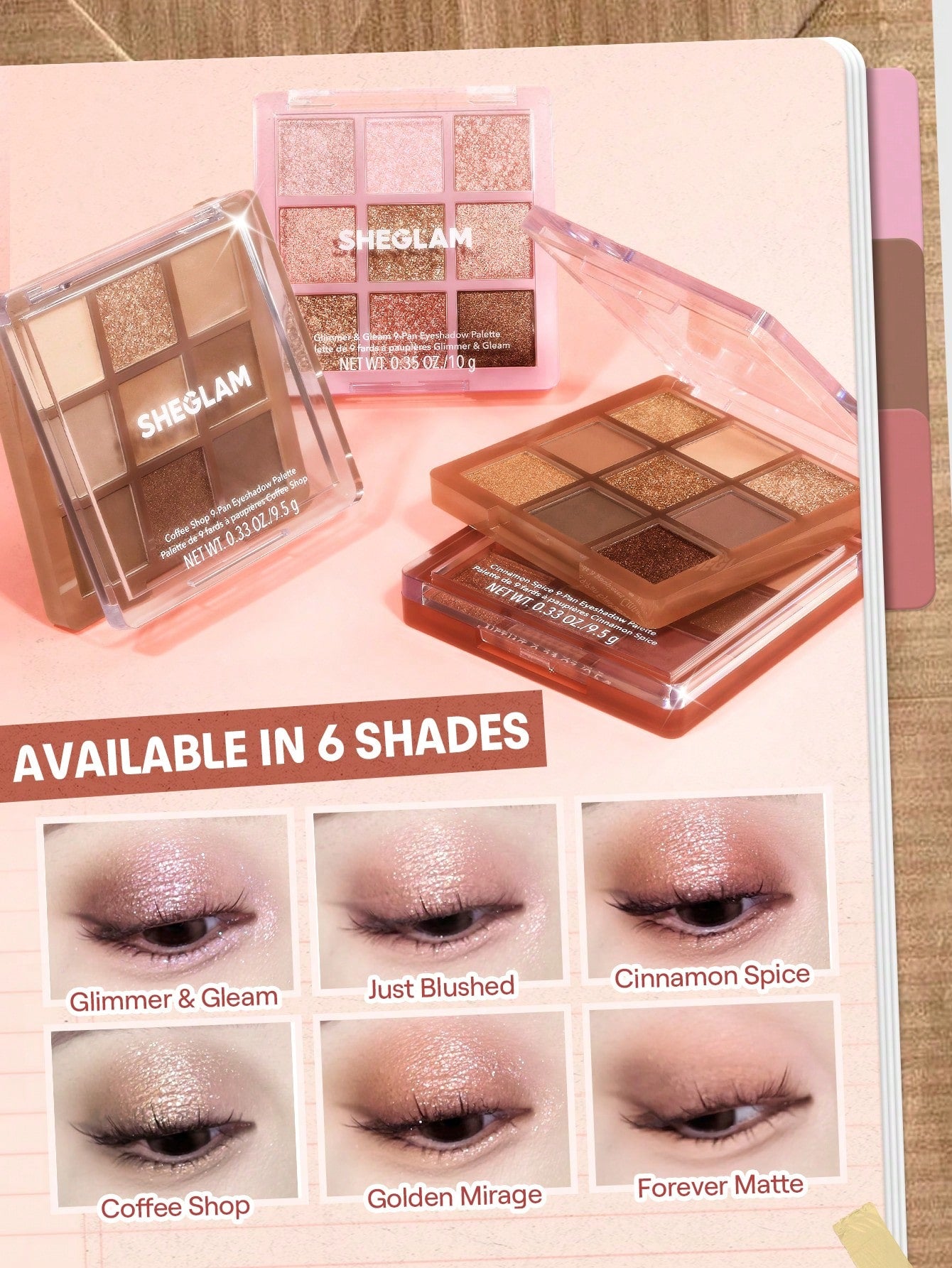 SHEGLAM Just Blushed 9‑Pan Eyeshadow Palette Soft Pink Neutrals