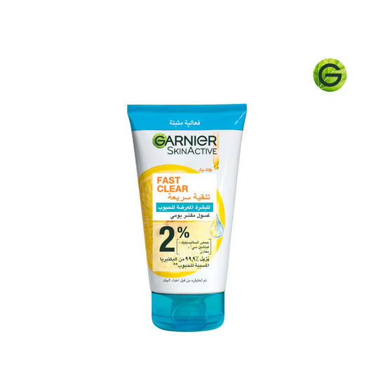 Garnier's Fast Clear Gel Wash forms the new generation of purifying gel wash, enriched with a combination of [2%] Salicylic Acid