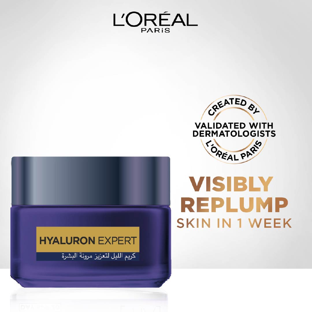 L'Oréal Paris Hyaluron Expert Moisturiser and Plumping Anti-Aging Night Cream with Hyaluronic Acid
