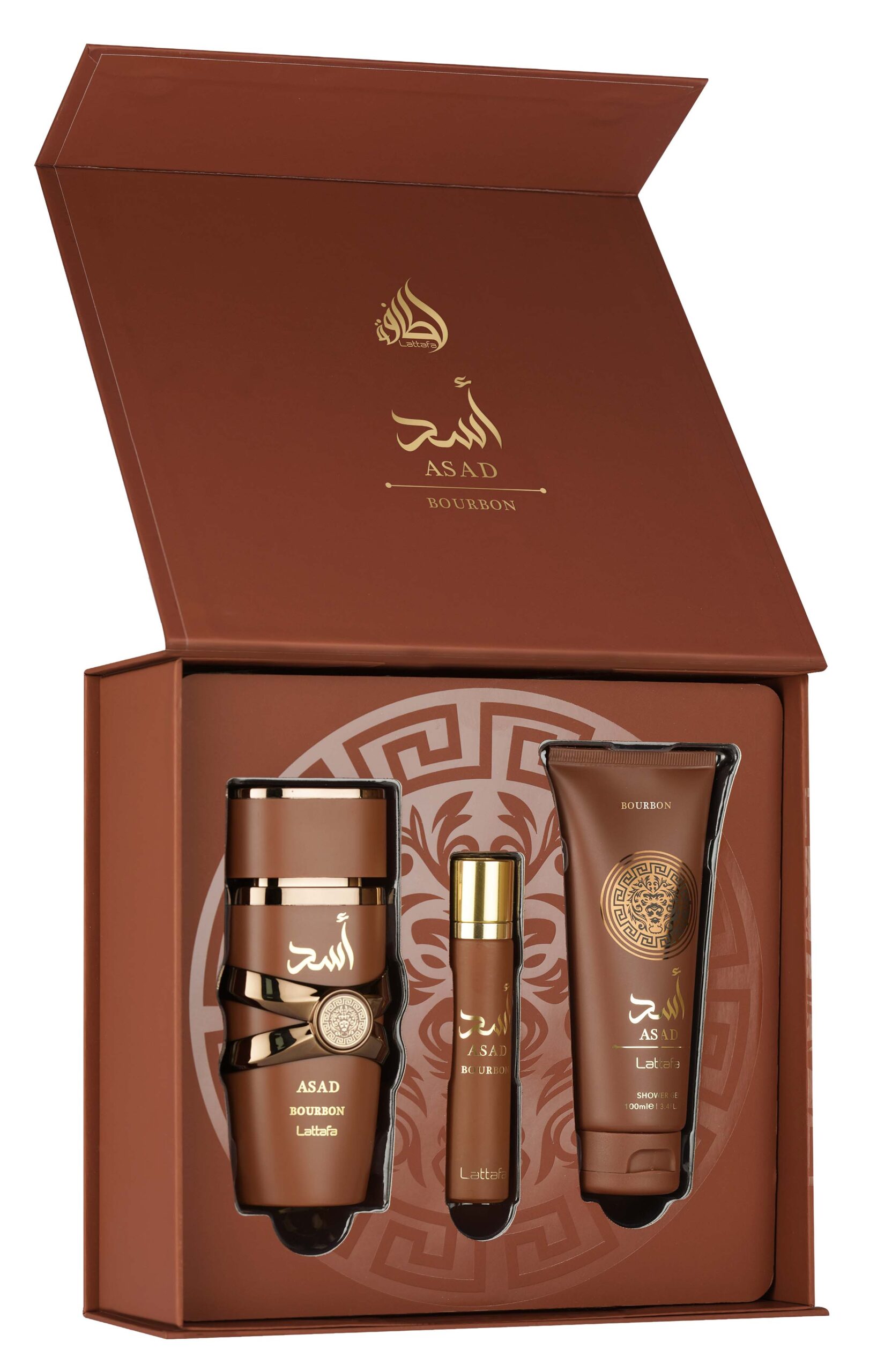 Lattafa Gift Set – Asad Bourbon 100Ml – 12Ml – Shower Gel | 36LA0147