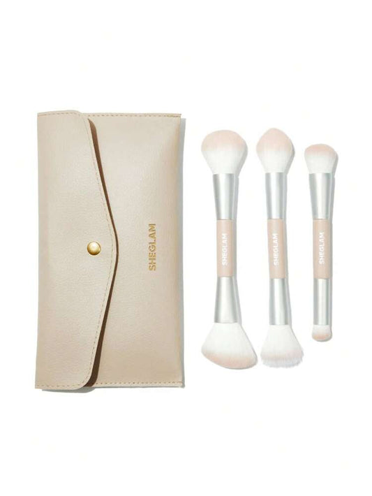 SHEGLAM Glam 101 Face Essentials Brush Set With Bag Synthetic Portable