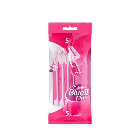 Gillette Blue 2 Plus Disposable Razors Pink For Women, 5 pieces
